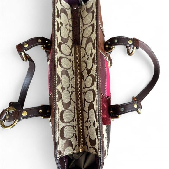 COACH Legacy Limited Edition Patchwork Tote Purse Hand Bag Leather Brown Pink - Picture 12 of 14